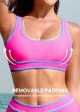 Sporty Color Block High Waist Bikini Set