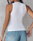 Tank Top with Built in Bra, Round Neck Ribbed Tank Top with Bra Pads