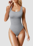 Ribbed Sleeveless Square Neck Tank Top Bodysuit