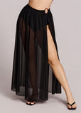 Ringy Sheer Slit Cover-Up Skirt