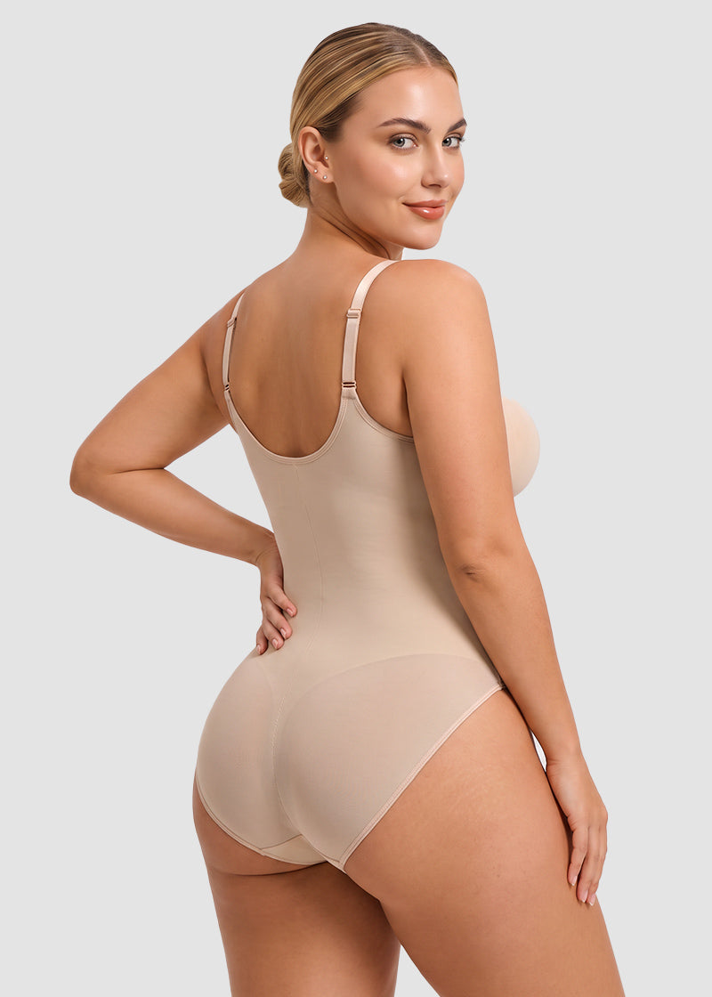 Zip-Front Tummy Control Shapewear Bodysuit