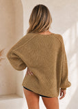Oversized Open-Front Lantern Sleeve Knit Cardigan