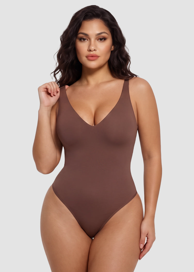 Deep V Sculpting Thong Bodysuit