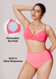 High-Waisted Ruched Tummy Control Bikini Set