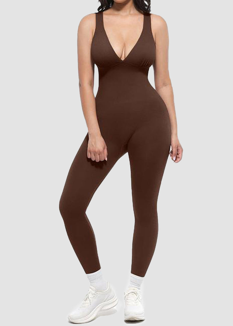 Deep V Tummy Control Sculpting Jumpsuit