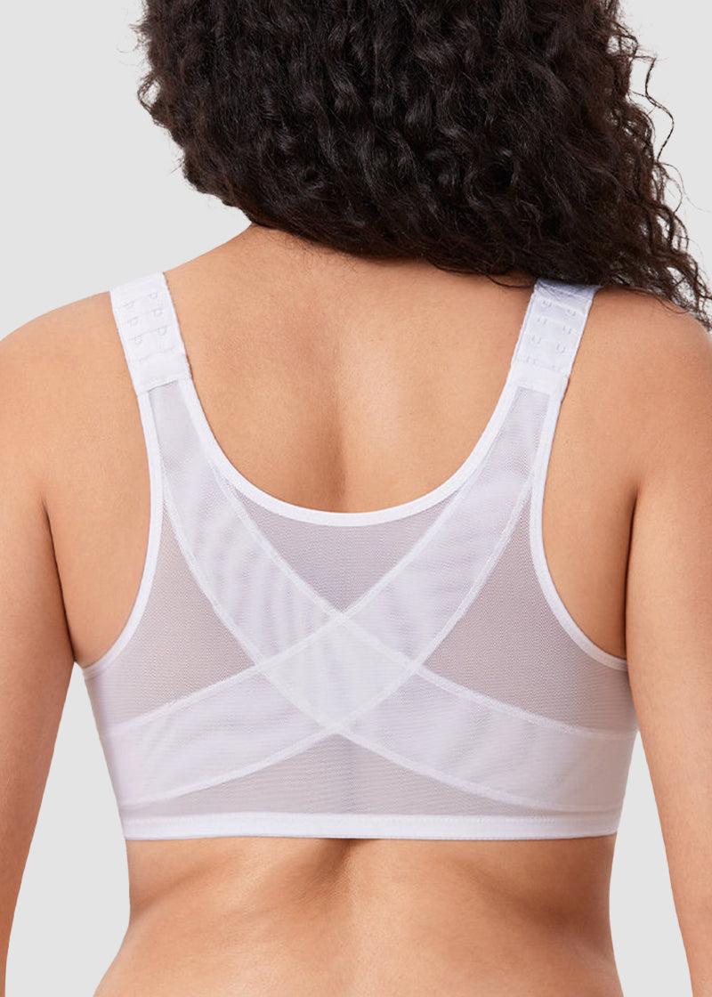 Front Closure Underwire Unlined Back Support Plunge Bra