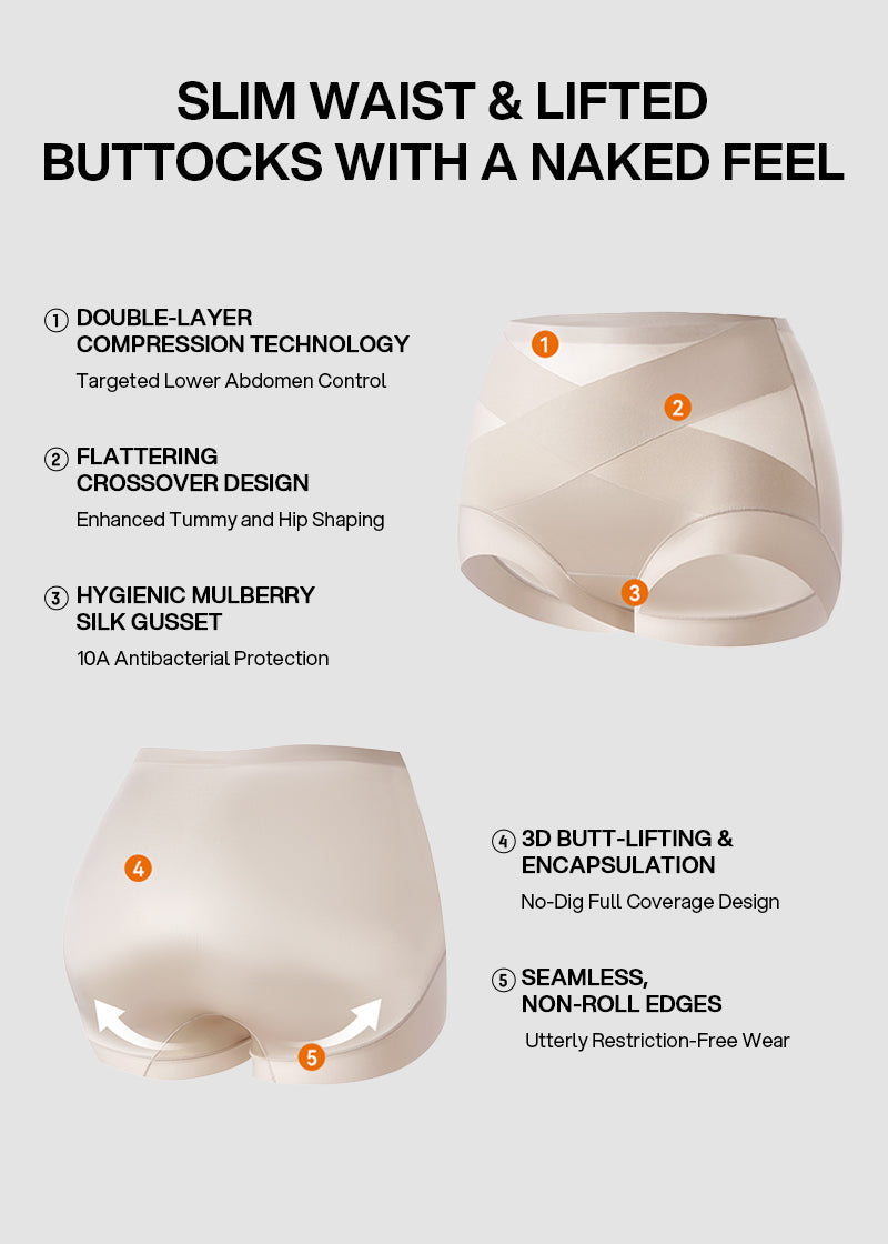 High-Waisted Cross Front Shaping Panties (6-Pack)