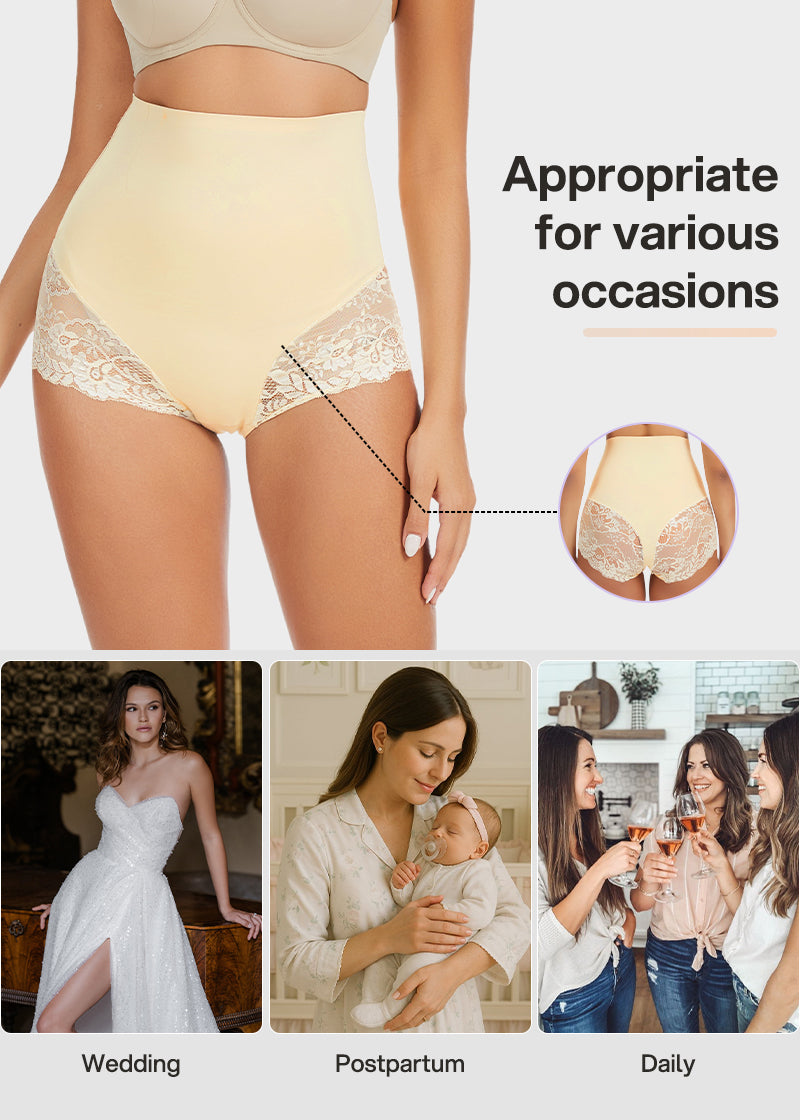 Smooth High-Waisted Sheer Lace Sculpting Brief (4 Pack)
