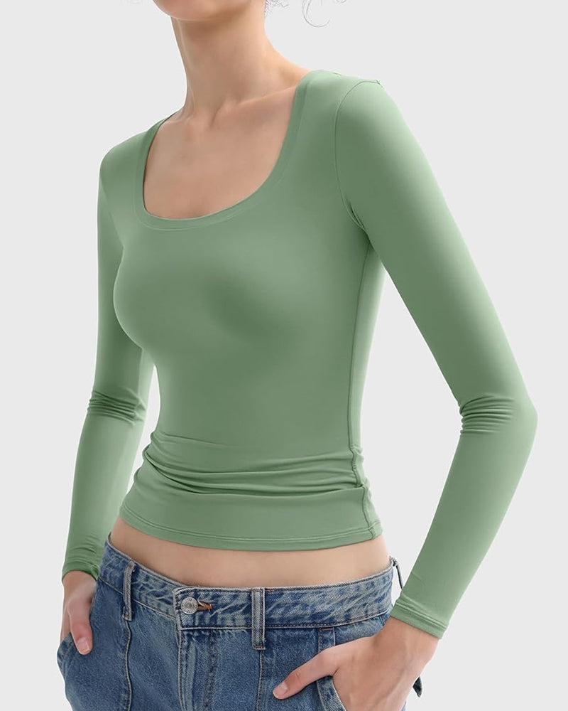 Square Neck Slimming Basic Top