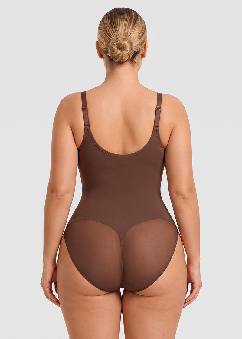 Zip-Front Tummy Control Shapewear Bodysuit