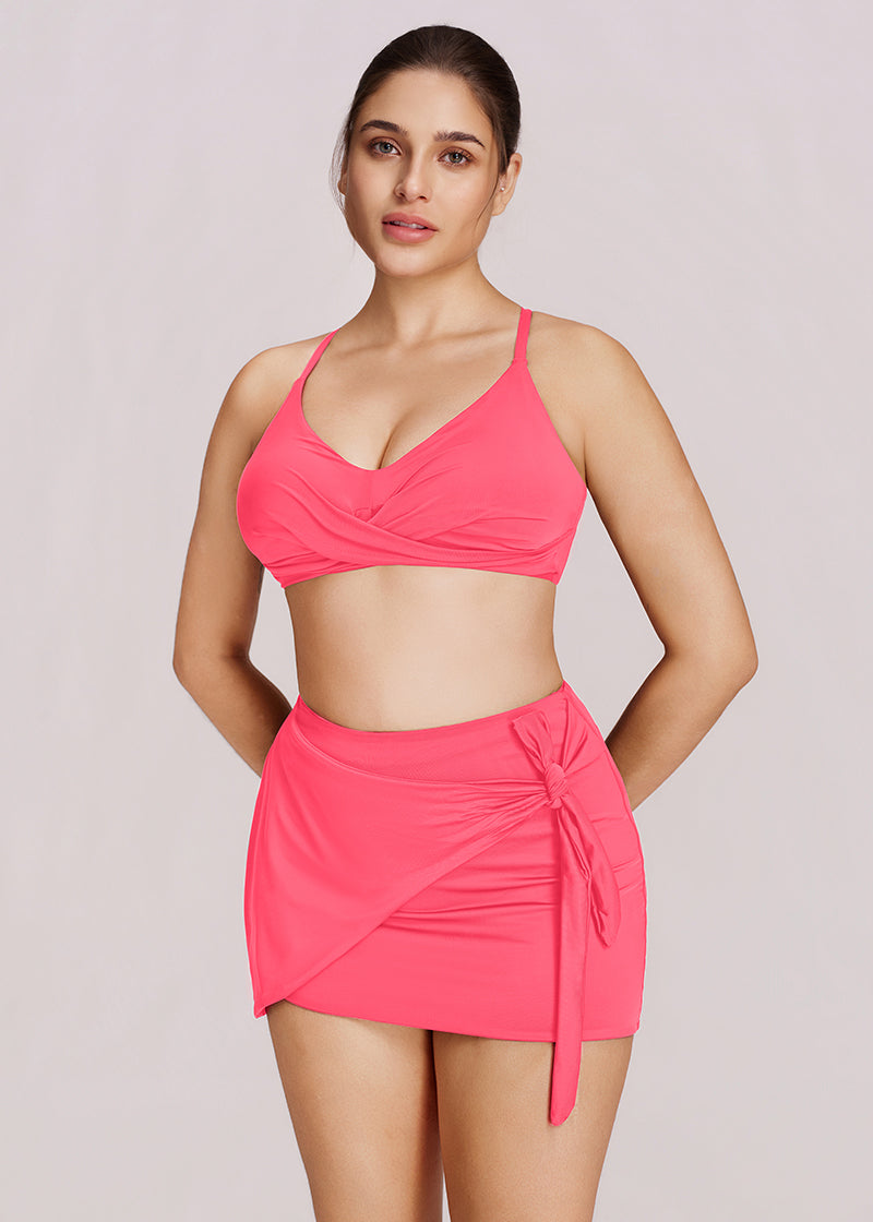 Side-Tie Shaping Mini Wrap Skirt
