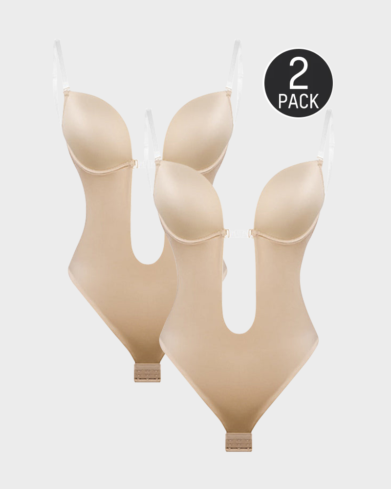 Backless Strapless U Plunge Thong Bodysuit