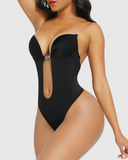 Backless Strapless U Plunge Thong Bodysuit
