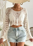 Women’s Floral Embroidery Sheer Beach Cover-Up