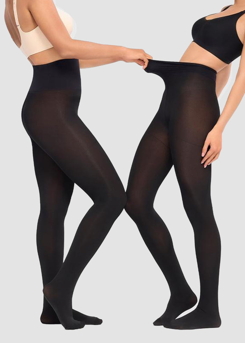 Slimming Semi-Sheer Black Tights