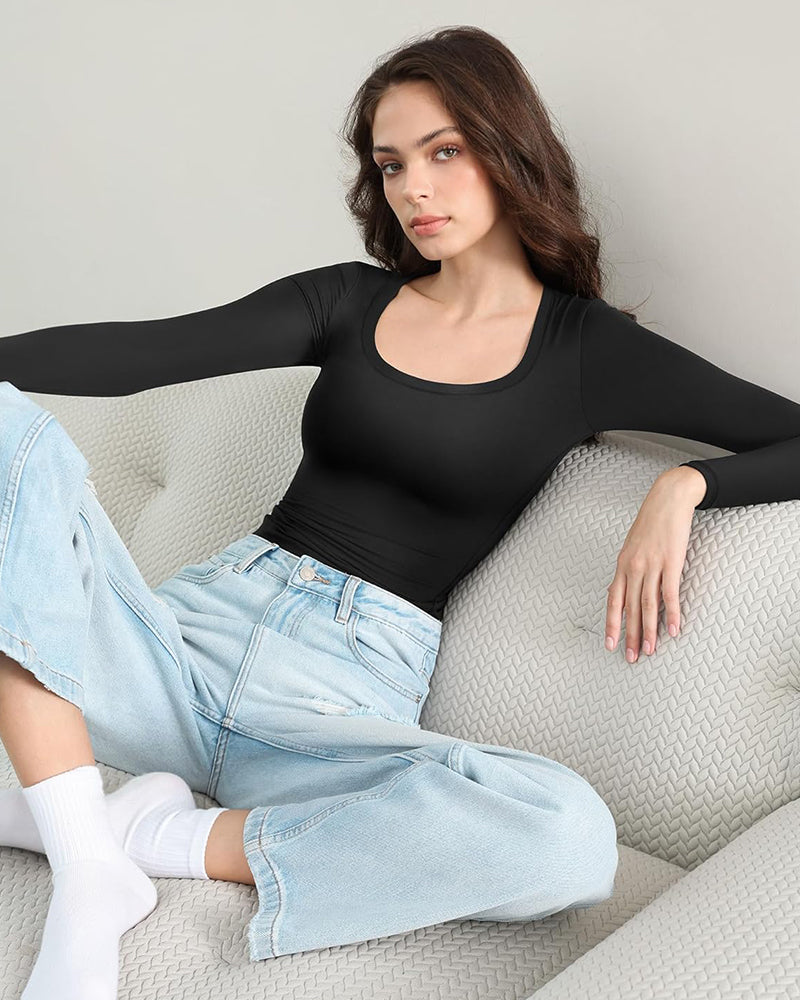 Square Neck Slimming Basic Top