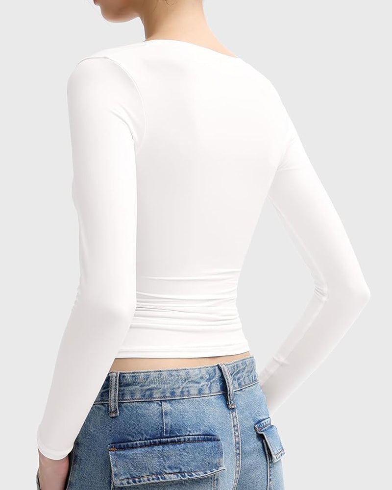 Square Neck Slimming Basic Top