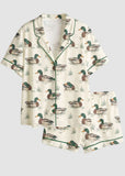 Women’s 2-Piece Mallard Duck Print Pajama Set with Short & Long Sleeve Options